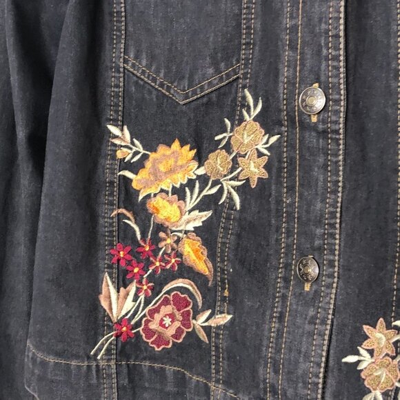 COLDWATER CREEK Women's Embroidered Denim Truckers Jacket SP - Picture 3 of 8